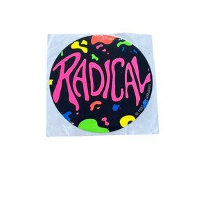 Vintage 90s 1992 SmileMakers Radical Sticker Neon Colors Round Circle 2.5"
